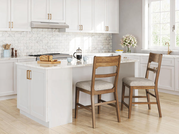 Set of 2 Oatmeal / Light Brown Wood Counter Height Bar Stools, Lodge, Dining – alternate view 7
