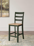 Set of 2 Two-Tone Wood Adjustable Height Bar Stools, Color Collection, Pub — Natural/Green