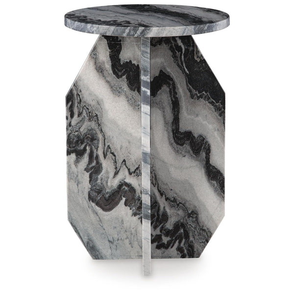 Modern Marble Square Accent Table, Black / White / Taupe Finish, for Living Room – alternate view 2