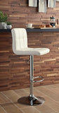 Set of 2 Bone Faux Leather Adjustable Height Swivel Bar Stools, Tufted, Pub – alternate view 3