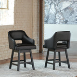 Set of 2 Swivel Bar Stools, Color Collection, Counter Height for Home Bar — Black/Dark Brown