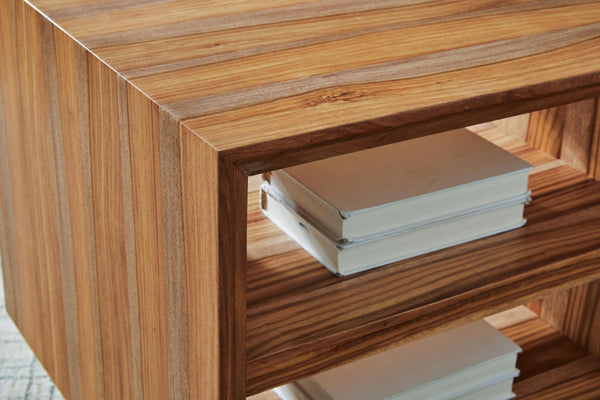 Sleek Sheesham Square End Table, with Open Shelf, Brown Finish, for Living Room – alternate view 5