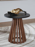 Everyday Mango Wood Round End Table, Warm Brown / Black Finish, for Living Room – product view