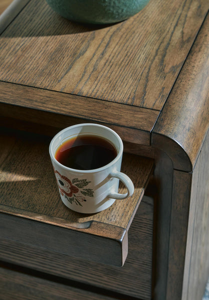 Sleek Engineered Wood Rectangular Accent Table, with Storage Drawers, Brown Finish, for Living Room – alternate view 4