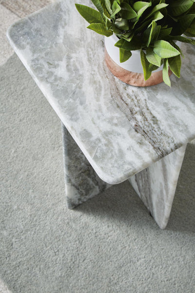 Contemporary Marble Square Accent Table, Gray Finish, for Living Room – alternate view 4