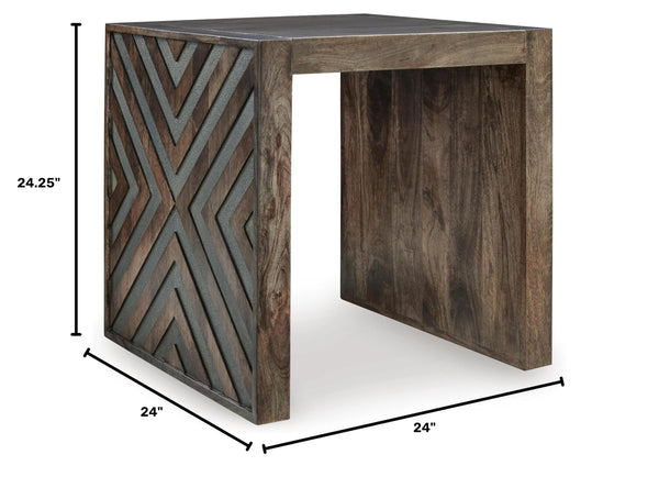 Relaxed Mango Wood Square End Table, Brown Finish, for Living Room – alternate view 2