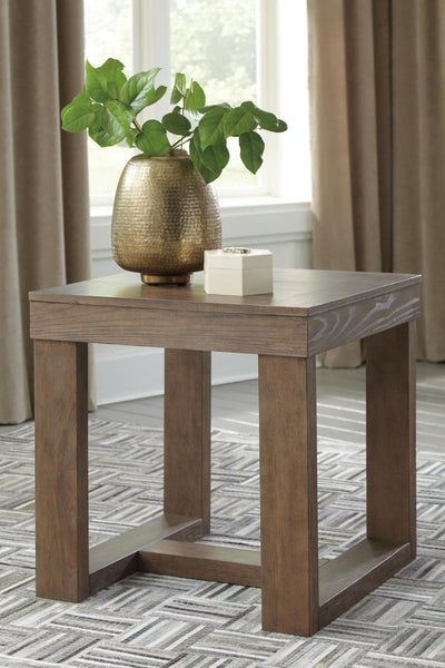 Sleek Ash Wood Square End Table, Gray Finish, for Living Room – product view
