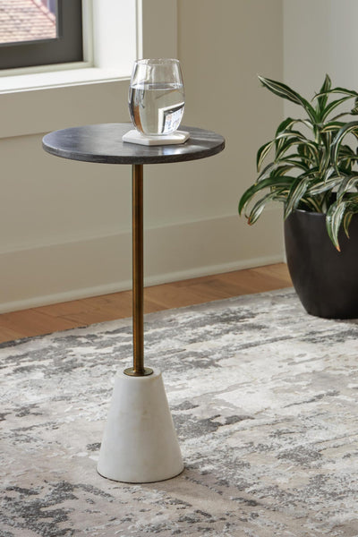 Sleek Marble Square Accent Table, Black / White / Gold Finish, for Living Room – product view