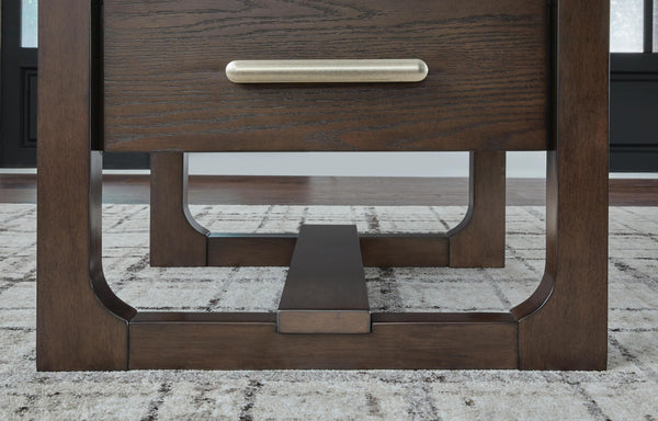Sleek Wood Square End Table, with Storage Drawer, Dark Brown Finish, for Living Room – alternate view 4