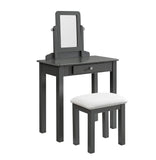 GTU Furniture Transitional Vanity Set with Mirror Stool — Grey