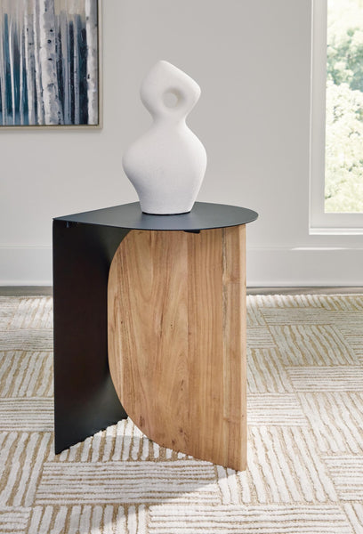 Contemporary Wood Square Accent Table, Black / Natural Finish, for Living Room – product view