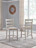 Set of 2 White / Light Brown Polyester Counter Height Bar Stools for Home Bar – alternate view 2