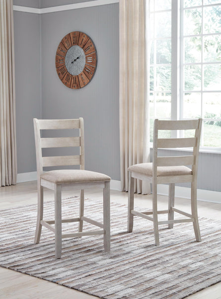 Set of 2 White / Light Brown Polyester Counter Height Bar Stools for Home Bar – alternate view 2