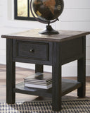 Everyday Engineered Wood Rectangular End Table, with Storage Drawer, Grayish Brown / Black Finish, for Living – product view