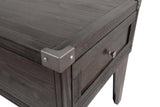 Contemporary Engineered Wood Rectangular End Table, with Storage Drawer, Built-in USB Charging, Dark Gray – alternate view 6