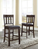 Set of 2 Dark Brown Faux Leather Counter Height Bar Stools with Slat Back – alternate view 7