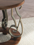 Timeless Faux Marble Round End Table, Dark Brown Finish, for Living Room – alternate view 4