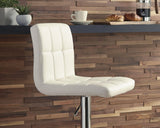Set of 2 Bone Faux Leather Adjustable Height Swivel Bar Stools, Tufted, Pub – alternate view 5