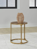 Sleek Faux Marble Round End Table, Antique Gold Finish, for Living Room – alternate view 5