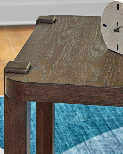 Modern Oak Rectangular End Table, with Open Shelf, Dark Brown Finish, for Living Room – alternate view 7