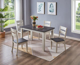 GTU Furniture Set of 4 Wood Armless Kitchen Dining White Ladder Back Chairs Solid Wood Modern Style with Grey/Brown Seat — Grey Seat
