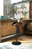 Brown Faux Leather Adjustable Height Swivel Bar Stool with Footrest, Dining – alternate view 4