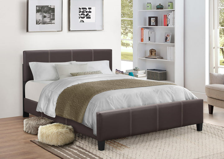 GTU Furniture Twin/Full/Queen/King Upholstered Faux Leather Headboard with Platform Bed Frame in Espresso/Black/White — Espresso / Full-size