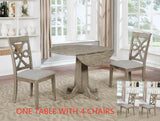 GTU Furniture Beautiful 3/5PC Wood Round Dining Room Table Set, Foldable Table Top & Chairs — 1 Table with 4 Chairs