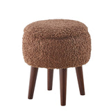 GTU Furniture Modern Barrel Teddybear Plush Accent/Side Brown Lounge Chair with Storage Ottoman for Bedroom Living Room Set — Dark Brown