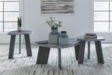 Contemporary MDF Rectangular 3-Piece Coffee Table Set, Cocktail Table with 2 Matching End Tables, Gray – alternate view 4