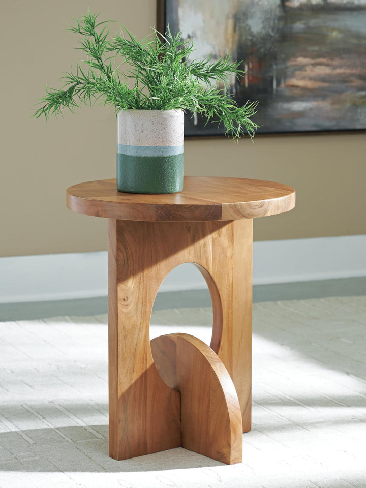 Modern Acacia Square Accent Table, Brown Finish, for Living Room – product view