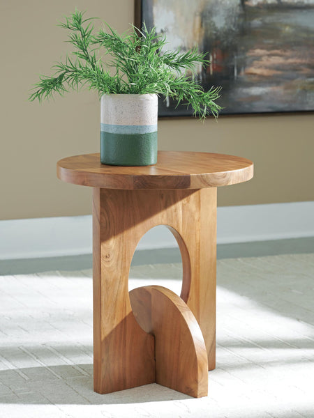 Modern Acacia Square Accent Table, Brown Finish, for Living Room – product view