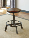 Set of 2 Brown / Gray Metal Adjustable Height Swivel Bar Stools, Backless – alternate view 3