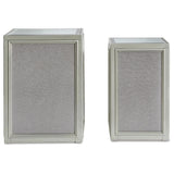 Set of 2 Sleek Glass Square Nesting End Tables, Silver Finish, for Living Room – alternate view 2