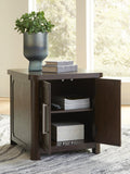 Relaxed Oak Rectangular End Table, with Open Shelf, Dark Brown Finish, for Living Room – alternate view 2