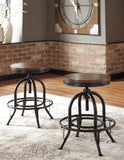 Set of 2 Brown / Black Metal Swivel Bar Stools, Backless, Rustic Industrial – alternate view 3