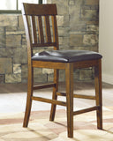Set of 2 Medium Brown Faux Leather Counter Height Bar Stools, Shaker Style – alternate view 8