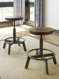 Set of 2 Brown / Gray Metal Adjustable Height Swivel Bar Stools, Backless – alternate view 4
