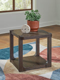 Modern Oak Rectangular End Table, with Open Shelf, Dark Brown Finish, for Living Room – product view