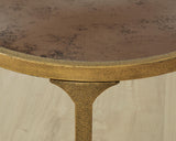 Sleek Faux Marble Round End Table, Antique Gold Finish, for Living Room – alternate view 3