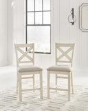 Set of 2 Antique White Polyester Counter Height Bar Stools with X-Back, Pub – alternate view 7