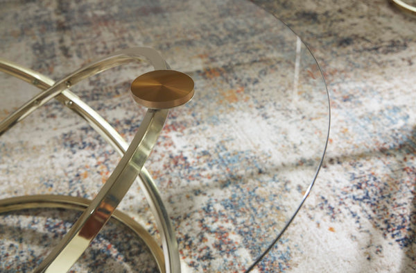 Contemporary Glass Square 3-Piece Coffee Table Set, Cocktail Table with 2 Matching End Tables, Champagne – alternate view 2