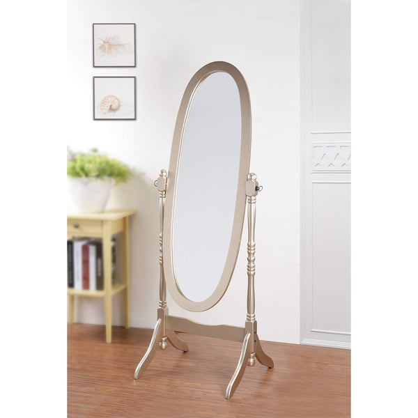 Swivel Adjustable Full-Length Oval Wood Cheval Floor Mirror, in White / Black / Cherry / Oak / Silver / Gold – product view