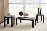 Contemporary MDF Rectangular 3-Piece Coffee Table Set, Cocktail Table with 2 Matching End Tables, Dark – alternate view 7