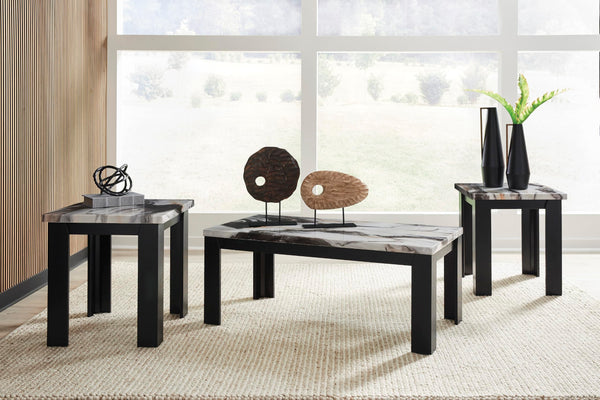 Contemporary MDF Rectangular 3-Piece Coffee Table Set, Cocktail Table with 2 Matching End Tables, Dark – alternate view 7