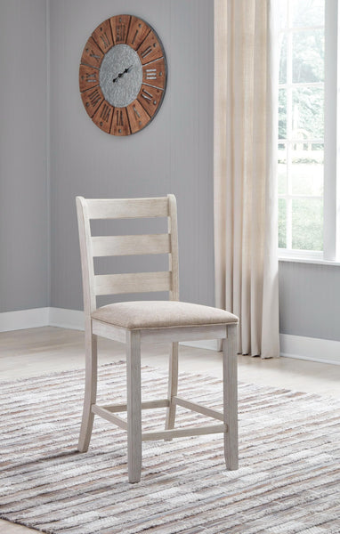 Set of 2 White / Light Brown Polyester Counter Height Bar Stools for Home Bar – alternate view 9