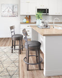Gray Polyester Swivel Counter Height Bar Stool with Back, Nailhead Trim – alternate view 7