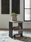 Contemporary Oak Rectangular End Table, with Open Shelf, Black / Light Brown Finish, for Living Room – product view