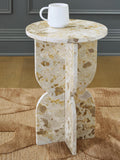Contemporary Marble Square Accent Table, Beige Finish, for Living Room – product view
