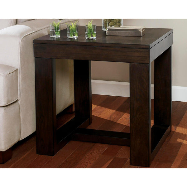 Sleek Engineered Wood Square End Table, Dark Brown Finish, for Living Room – alternate view 8